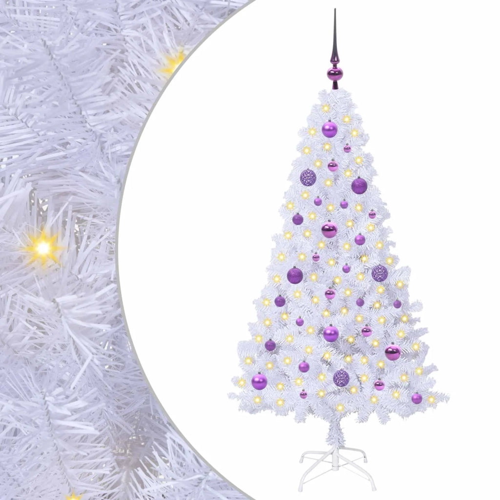 Albero di Natale | Decorazioni natalizie artificiale Bianco 150 cm PVC e Acciaio
