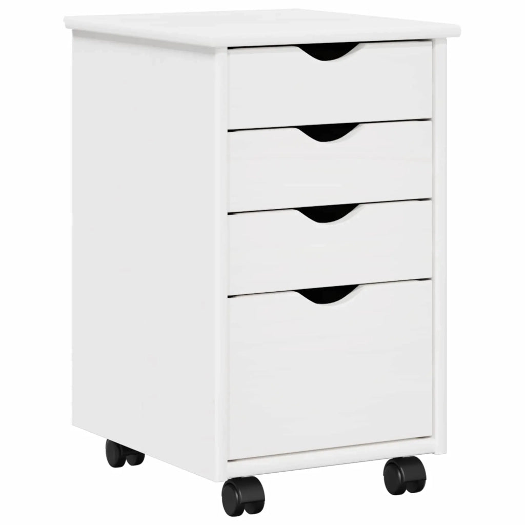 Mobile con Ruote Bianco 34 x 39 x 56 cm Legno di pino massiccio 42028341