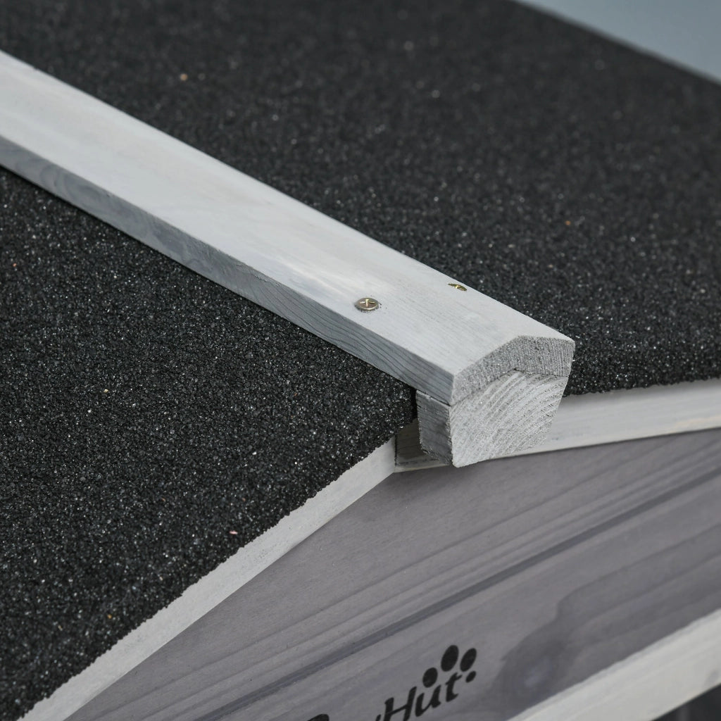Conigliera da Esterno 157,4x53x99,5 cm a 2 Livelli con Casetta e Spazio Aperto Recintato in Legno Grigio