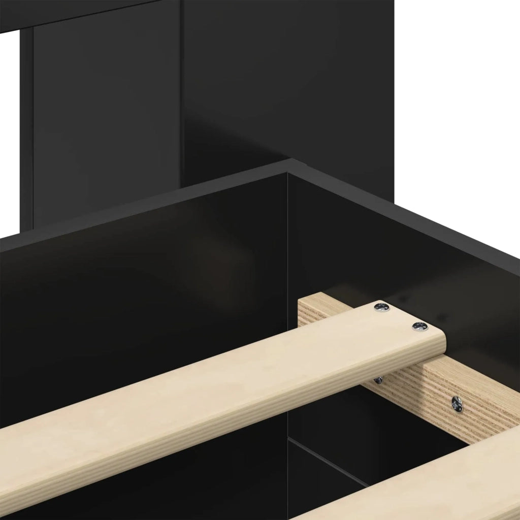 Telaio del letto con storage con testiera Nero 75 x 190 cm 3433696