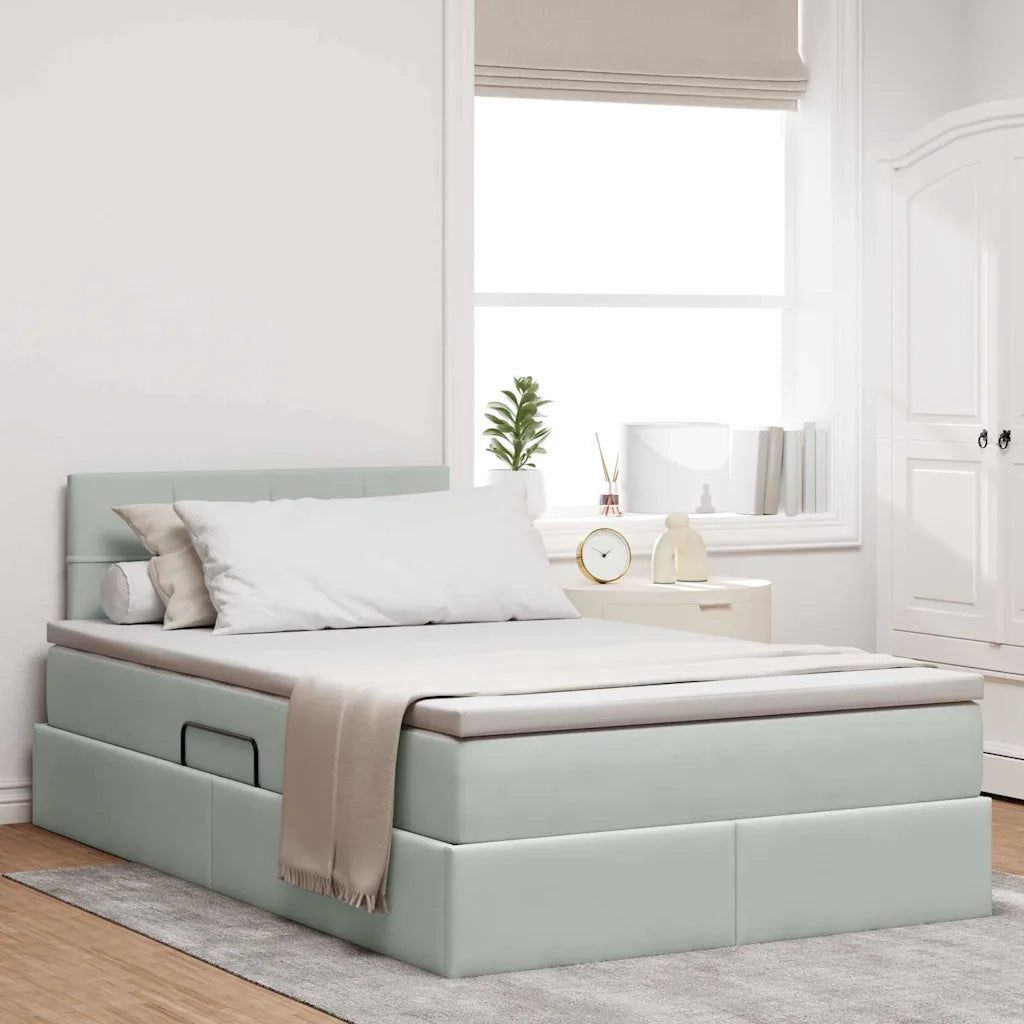 Letto con Contenitore Grigio chiaro 120 x 200 cm Velluto 3370749