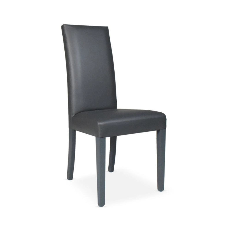 Sedia Nancy in ecopelle grigia antracite con gambe in tinta 2 pezzi