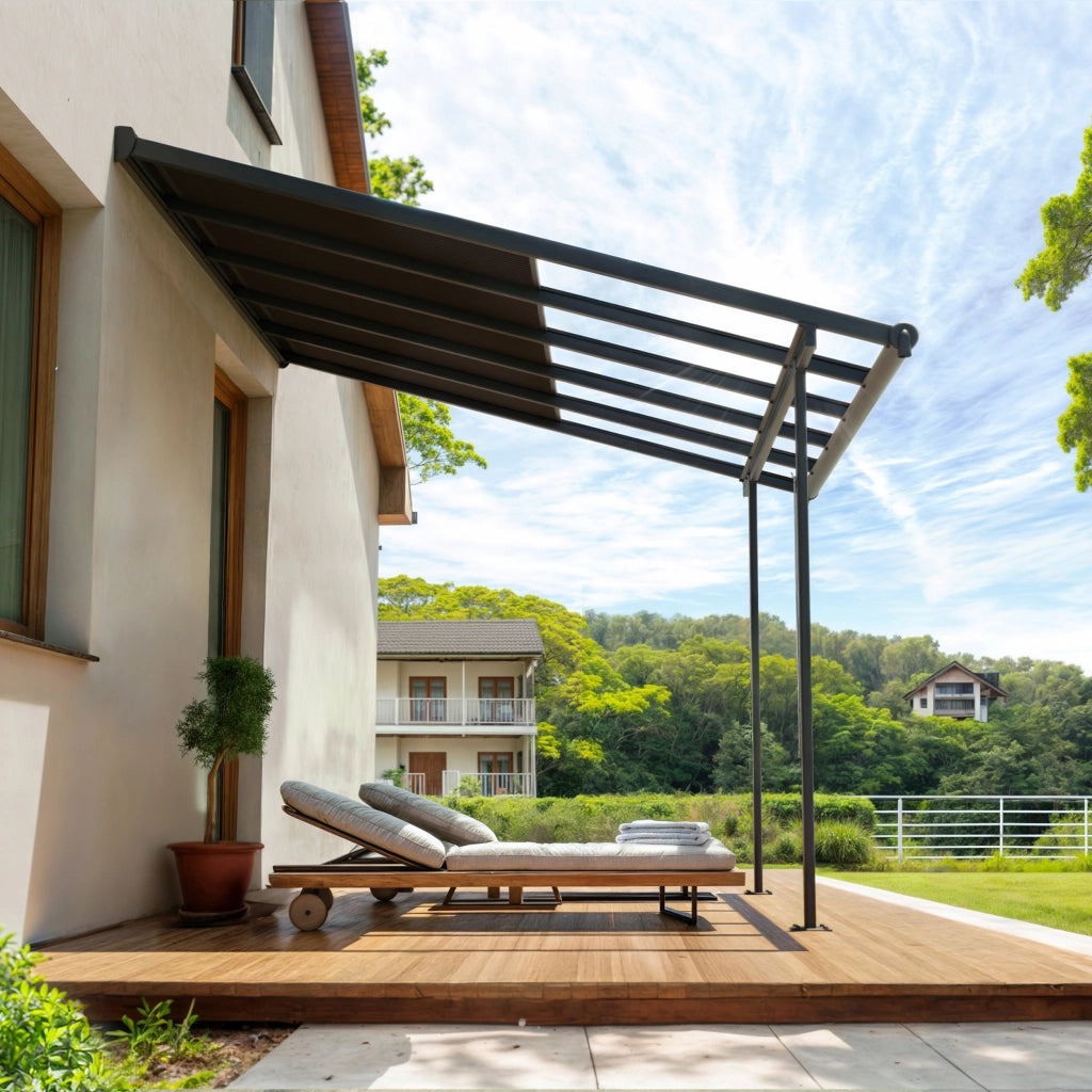 Canopia Sierra Cabrio Pergola Addossata in Alluminio 3X3 m Struttura grigia / Pannelli grigio opaco