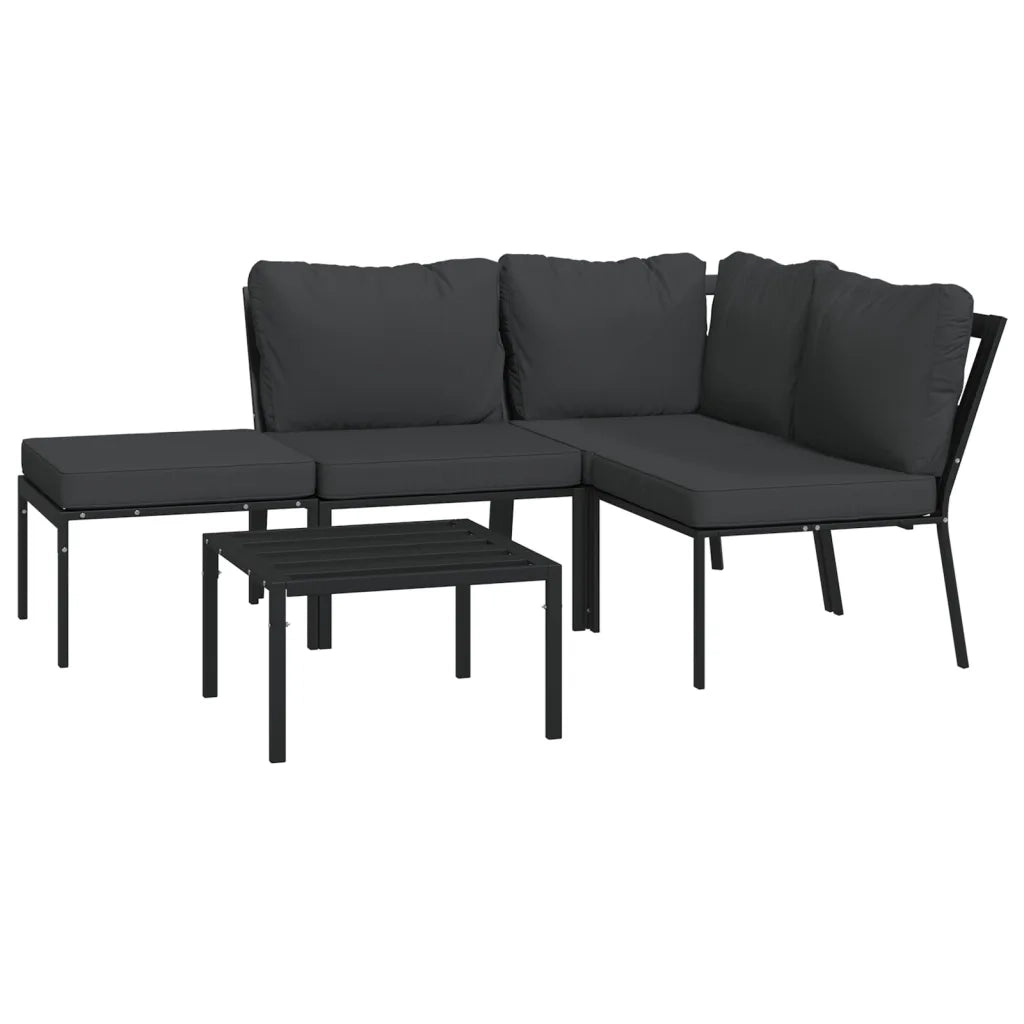 Set Salotto da Giardino 5pz con Cuscini Grigi in Acciaio 3187954