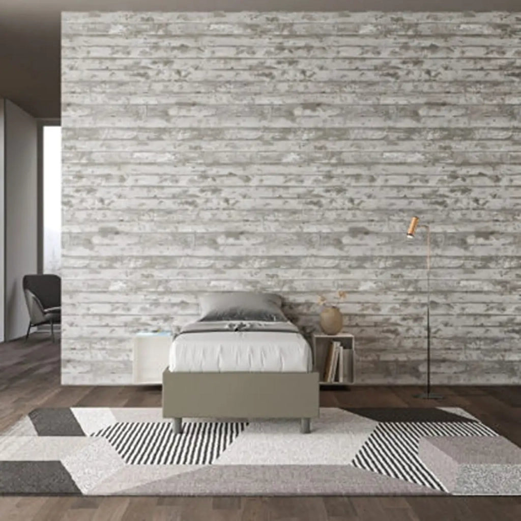 Letto singolo contenitore imbottito 80x210 similpelle cappuccino Azelia