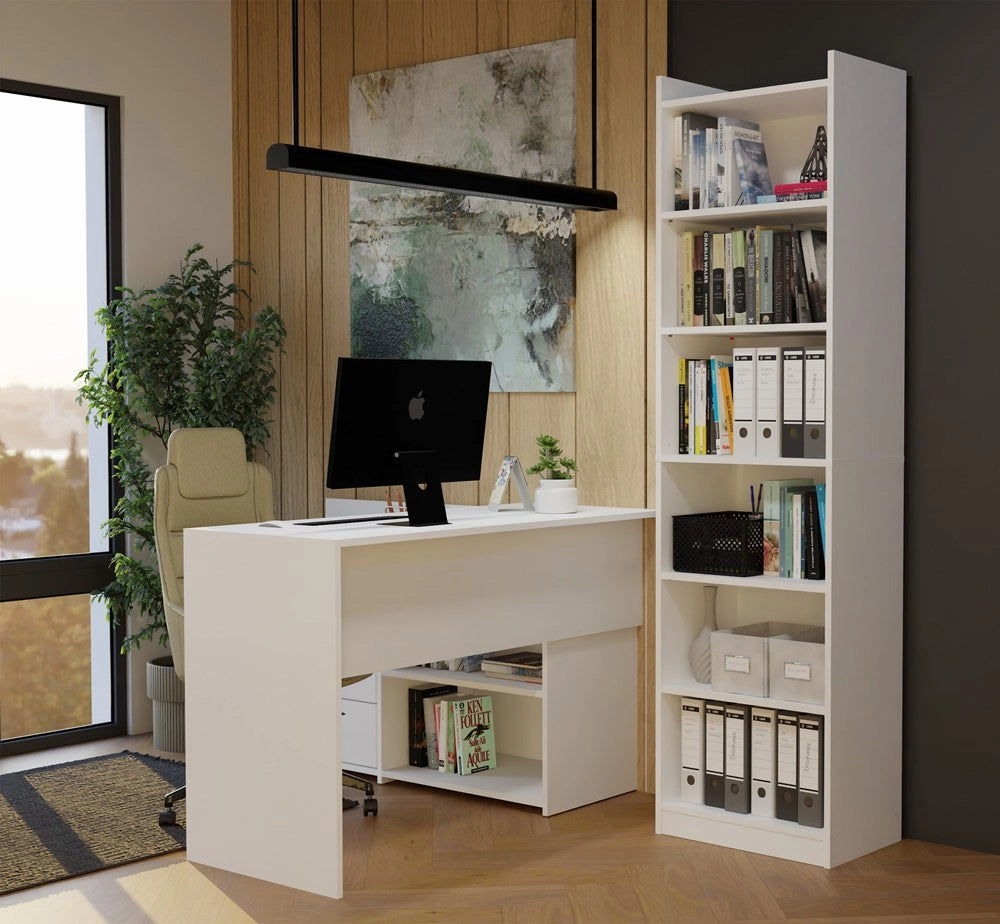 Scaffale rimini mobile 50 cm 7 ripiani per libri segregatory per ufficio bianco libreria moderna