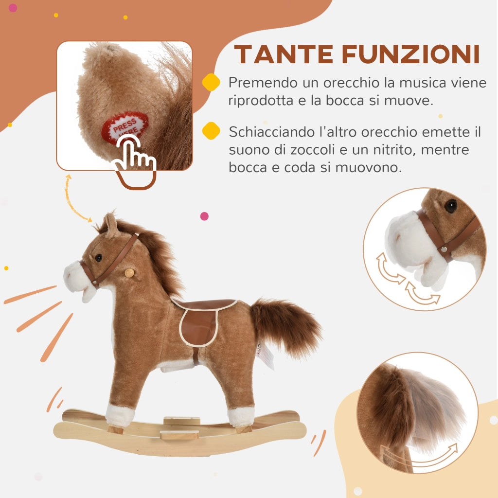 Cavallino a Dondolo per Bambini ¨C zephmum ¨C Marrone, Suoni Realistici, 36-72 Mesi