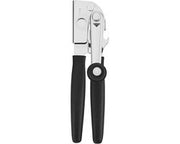Apri tappi con manubrio retrattile, manico manuale e lama affilata, acciaio inossidabile, maniglia facile da girare, attrezzo di base per la cucina, adatto a tutti i formati di lattina (nero)