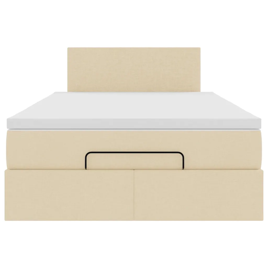 Struttura Letto Pouf con Materasso Crema 120x200 cm in Tessuto 3311371