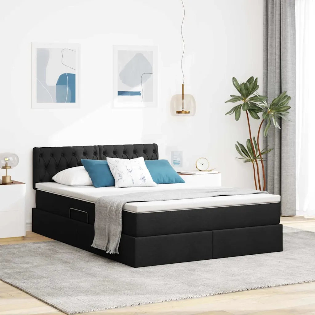 Letto con contenitore e materasso Nero 140 x 190 cm 3370571