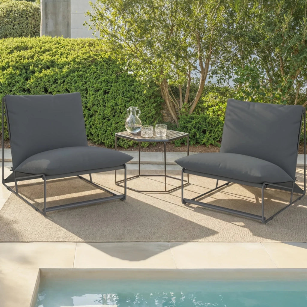 IDMarket - Set di 2 poltrone da giardino grigio NAPOLI con cuscini grigio antracite