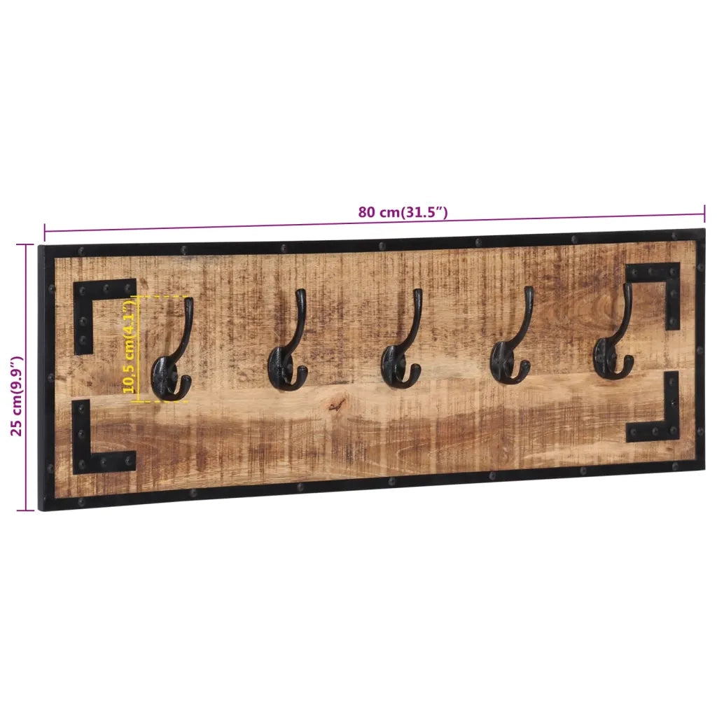 Appendiabiti 2 pz 80x8x25 cm in Legno Massello Grezzo di Mango 358919