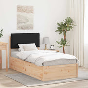 Letto con Testiera Rivestita Nero 80 x 200 cm Pino massello 877591