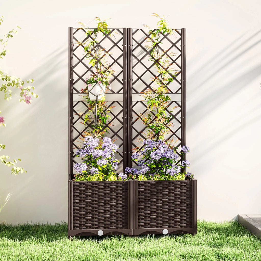 Fioriera con traliccio in legno da giardino - Xylo - 80x40x135 cm marrone