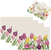 Tavoliere per tavola da pranzo, 4 pezzi, tulipani rosa, lavabile, decorazione da tavola 45 x 30 cm, stile lino, tavoliere per tavola da pranzo, festa, matrimonio.