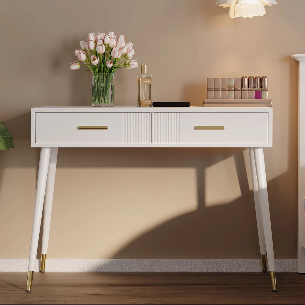 TOELETTA/SCRIVANIA 100x40x76 cm Bianca con 2 cassetti in MDF