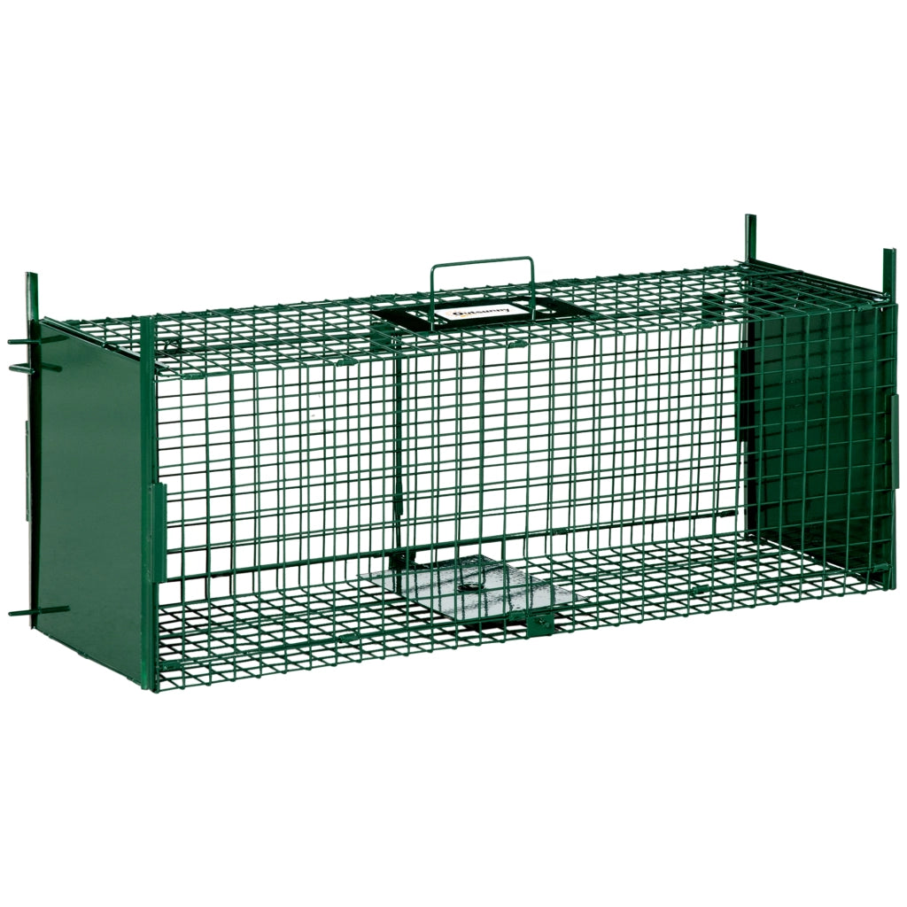 Gabbia per Animali Vivi con 2 Porte ¨C zephmum ¨C Verde Scuro Metallo 80x25x30 cm