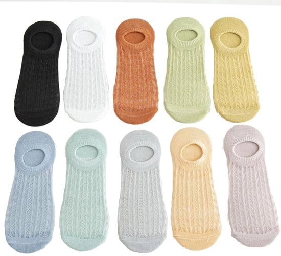 Sokkini Sportivi Antiscivolo - 10 Paia - Adatti per Scarpe da Ginnastica/Boots - Con Cuffie - Breve - Respiranti