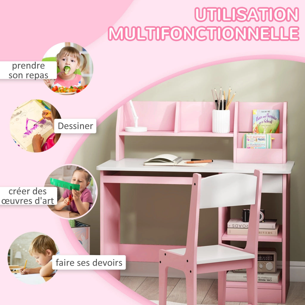 Scrivania bambini con sedia ¨C Minimal ¨C rosa 90x45x90 cm
