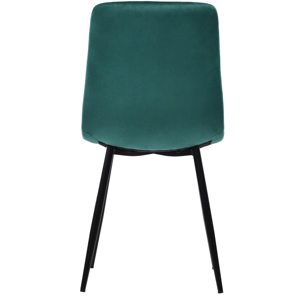 Sedia da pranzo Set di 4 Seduta imbottita con Schienale Gambe in Metallo Velluto Verde