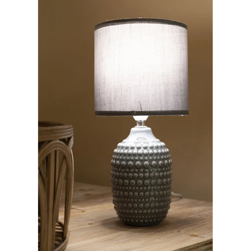 Lampada da Tavolo VKH94, Grigio, Ceramica, 15x15x30,5 cm
