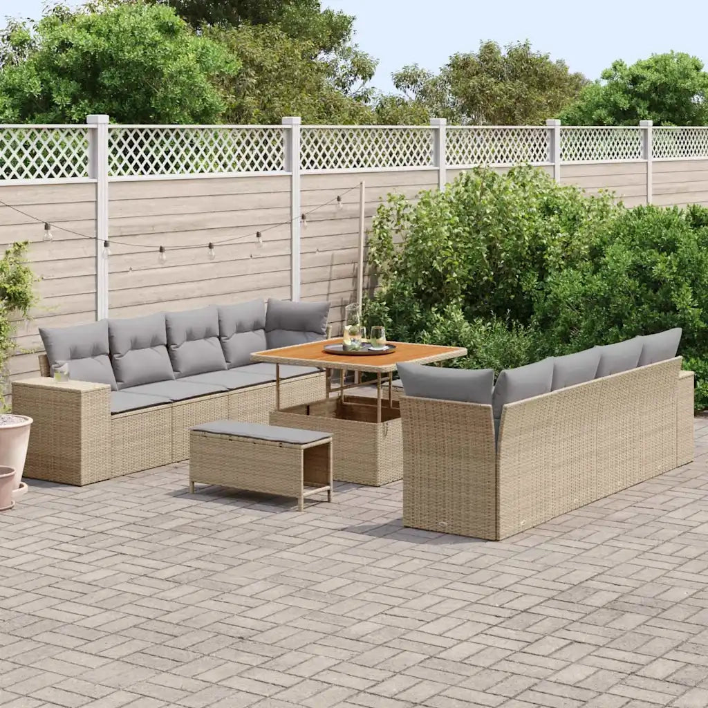 Set Divano da Giardino con cuscino 11 pcs Beige polyrattan 3361987