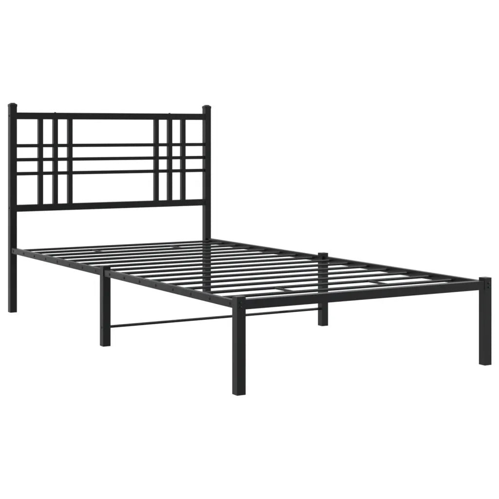 Giroletto con Testiera-Struttura Letto con testiera in Metallo Nero 90x190 cm 573540