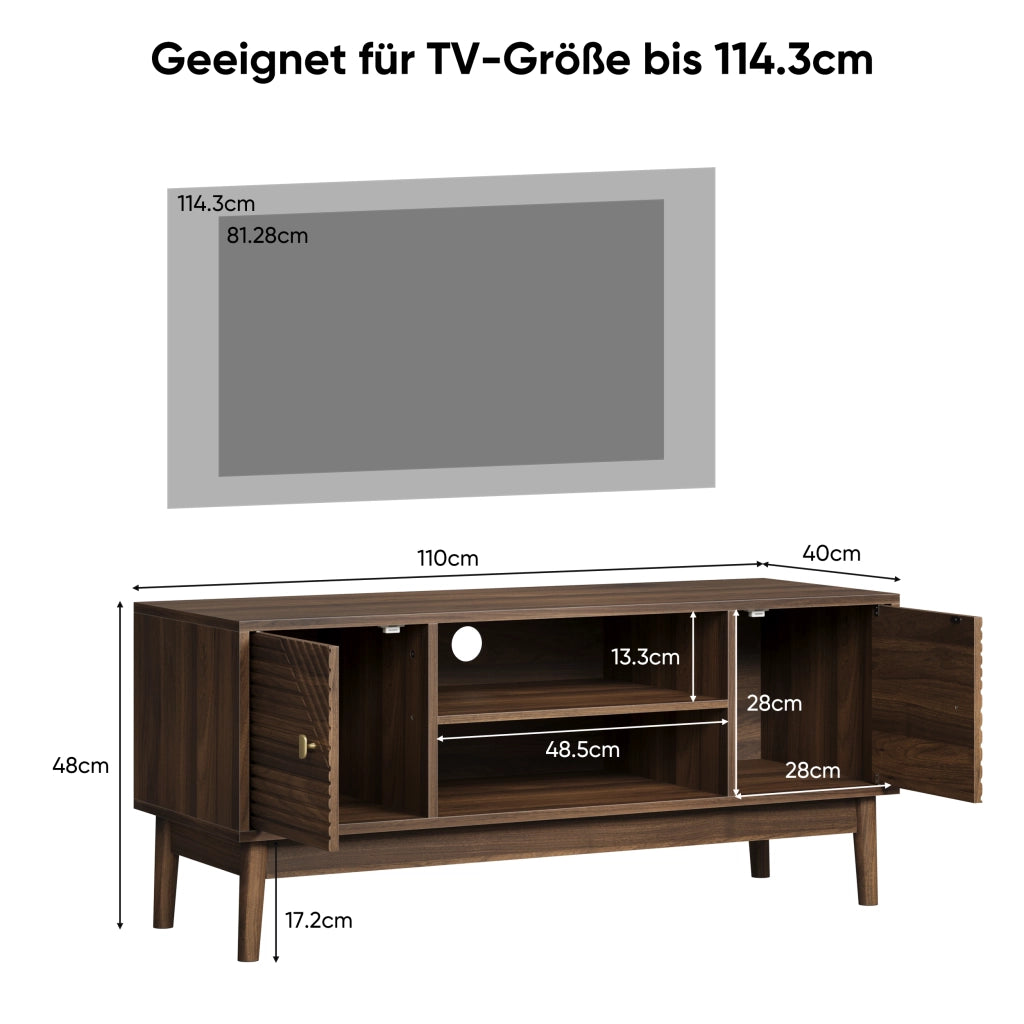 MOBILE TV 110 cm in MDF colore Noce stile Mid-Century