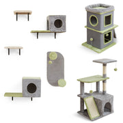 Centro attivit¨¤ per gatti con condominio e set di mobili per gatti a muro, 3 in 1 Set di mobili per gatti Grigio-Alberi Tiragraffi
