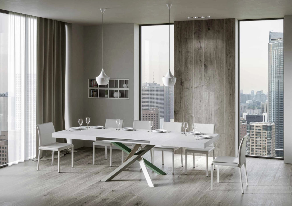 Tavolo Allungabile 120-224x90x77 cm Volantis Bianco Frassino Telaio 4A