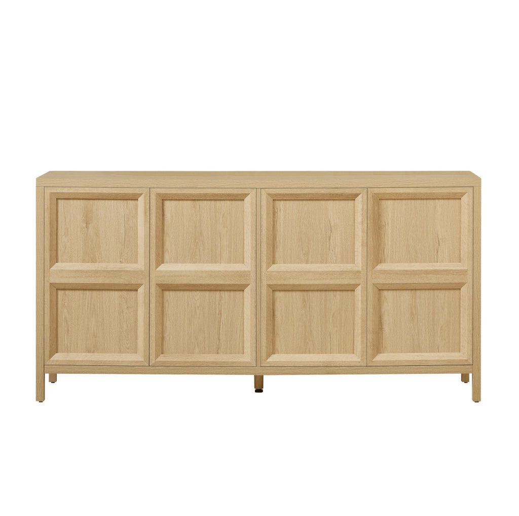 Sideboard moderno 160x40x80 cm in MDF effetto rovere; con apertura tip-on e chiusura soft-close