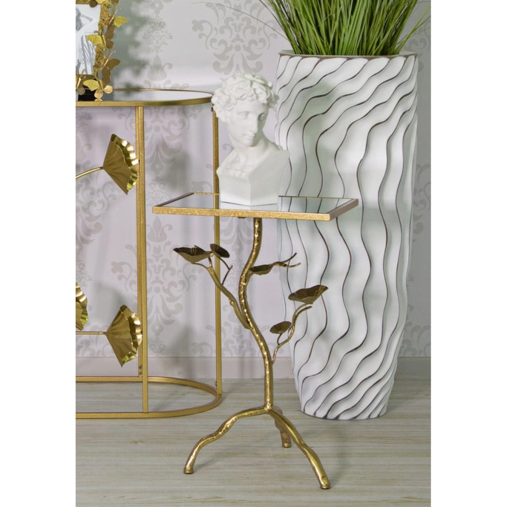 Tavolino Ramo, Oro, Metallo, 40x30x60 cm
