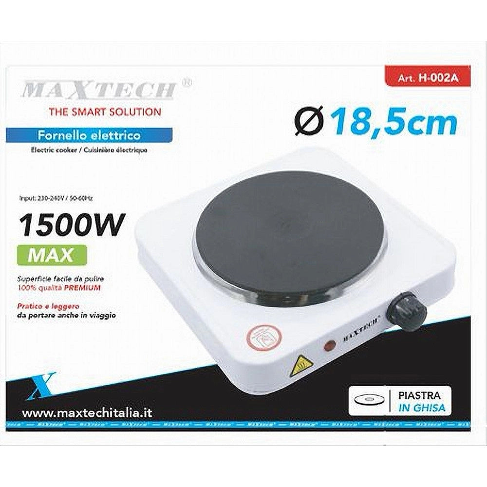 Trade Shop - Fornello Elettrico 1500w Portatile 18,5 Cm Da Viaggio Campeggio H-002a Maxtech -