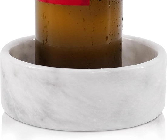 Porta bottiglie a mano - 4 pezzi - bianco - marmo - 14 cm