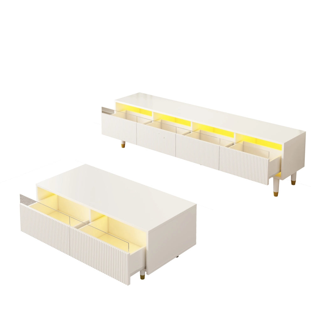 Cassettiera per TV bianca in MDF lunghezza 110 cm
