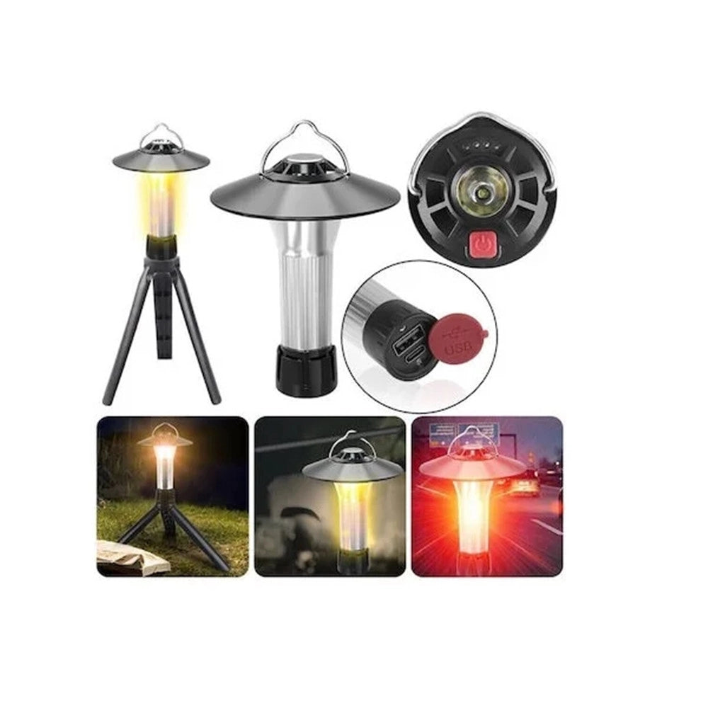 Trade Shop - Lanterna Torcia Da Campeggio Elettrica Ricaricabile Doppia Luce A Led 100lm Gancio Q-ly97 -