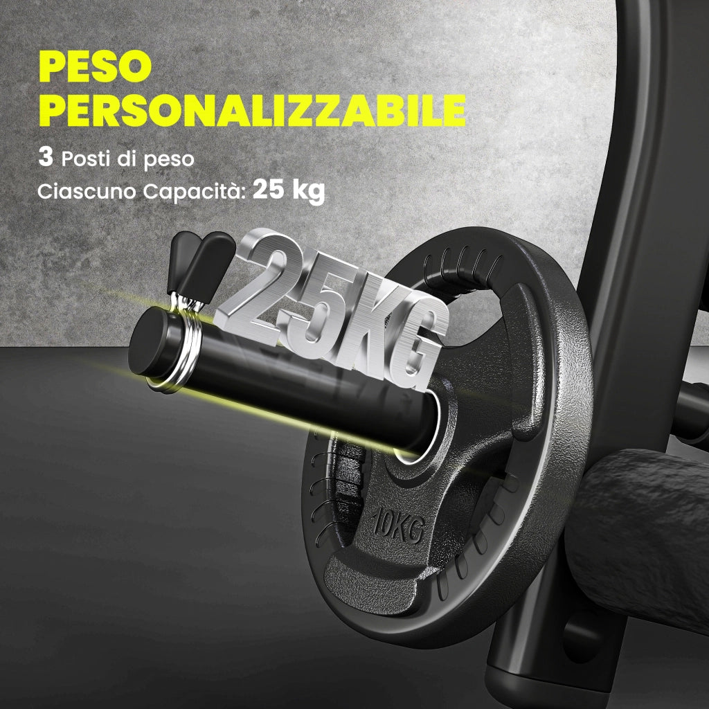Panca Multifunzione Fitness con Schienale Regolabile e Barra ¨C zephmum ¨C Nero 175x110x202 cm