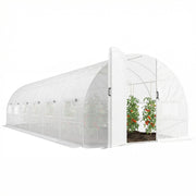 Serra tunnel giardino 24m2 con porte e finestre ¨C zephmum ¨C 295x798x199 cm bianco