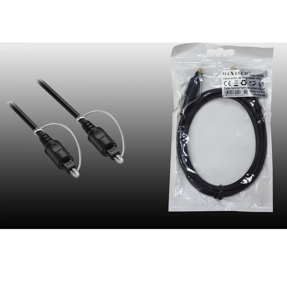 Trade Shop - Cavo Audio In Fibra Ottica 1.5 Metri Connettore Maschio Maxtech Fo-d002 -
