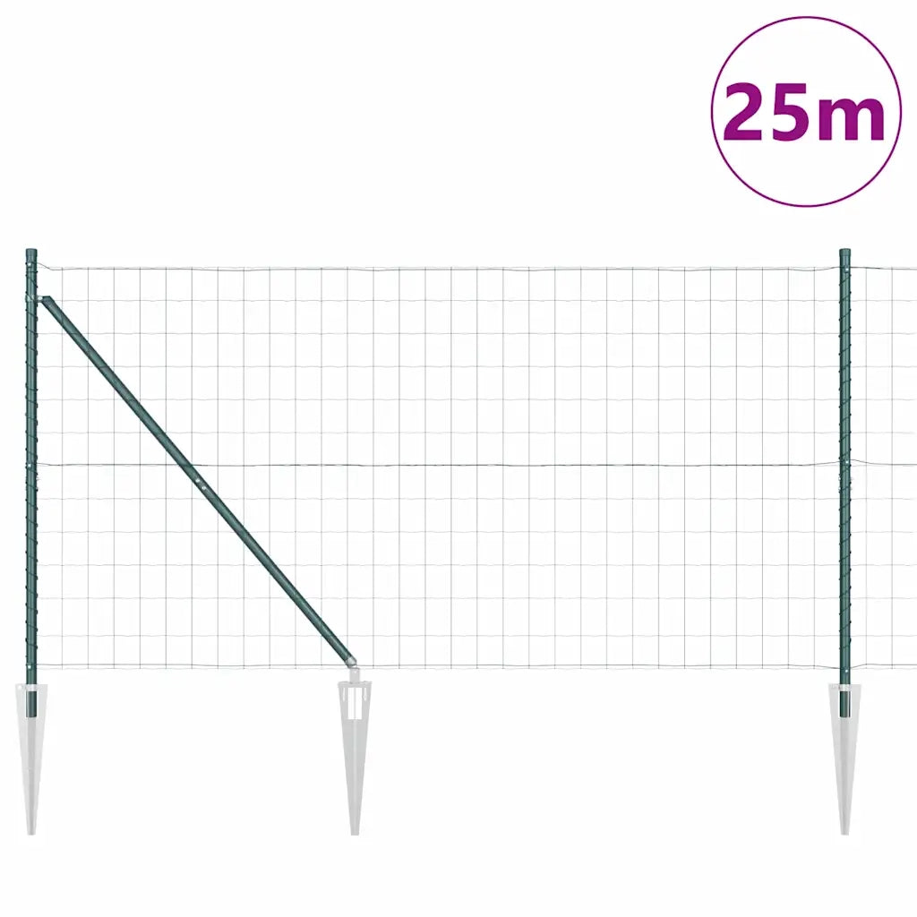 Recinzione da Giardino | Recinzione con Posto Verde 1 x 25 m Acciaio e PVC
