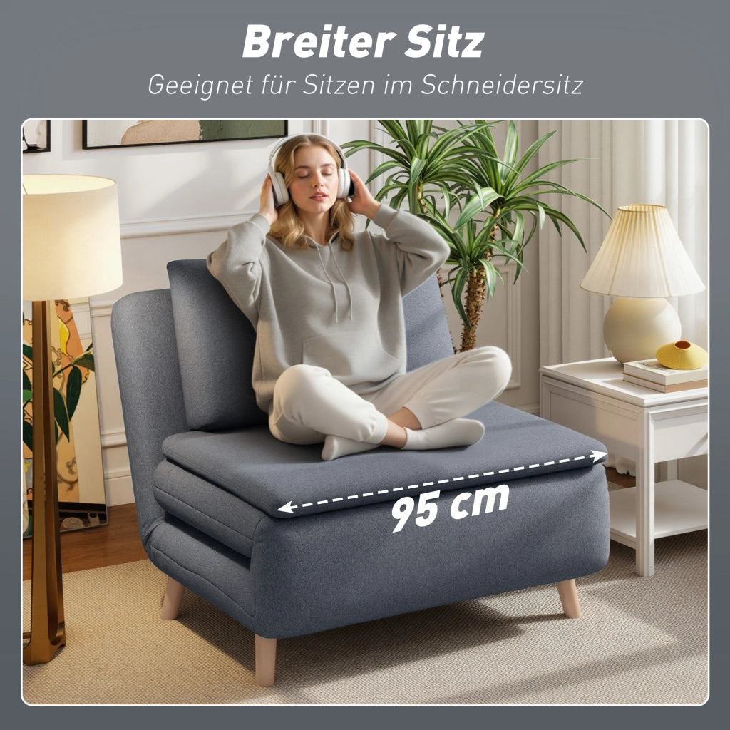 Poltrona letto reclinabile ¨C Minimal ¨C Grigio, legno di faggio