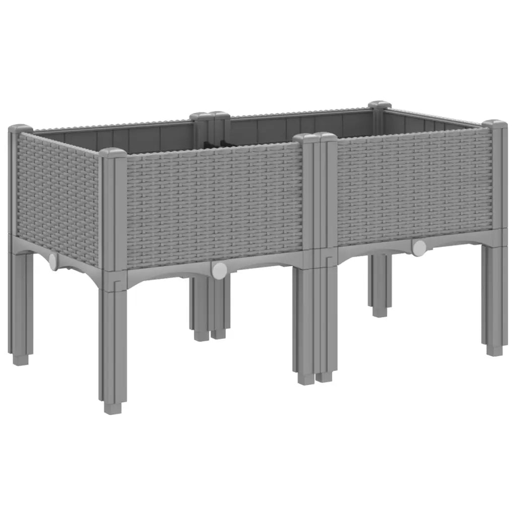 Fioriera | Cassetta per fiori | Vaso da Giardino con Gambe Grigio Chiaro 80x40x42 cm in PP