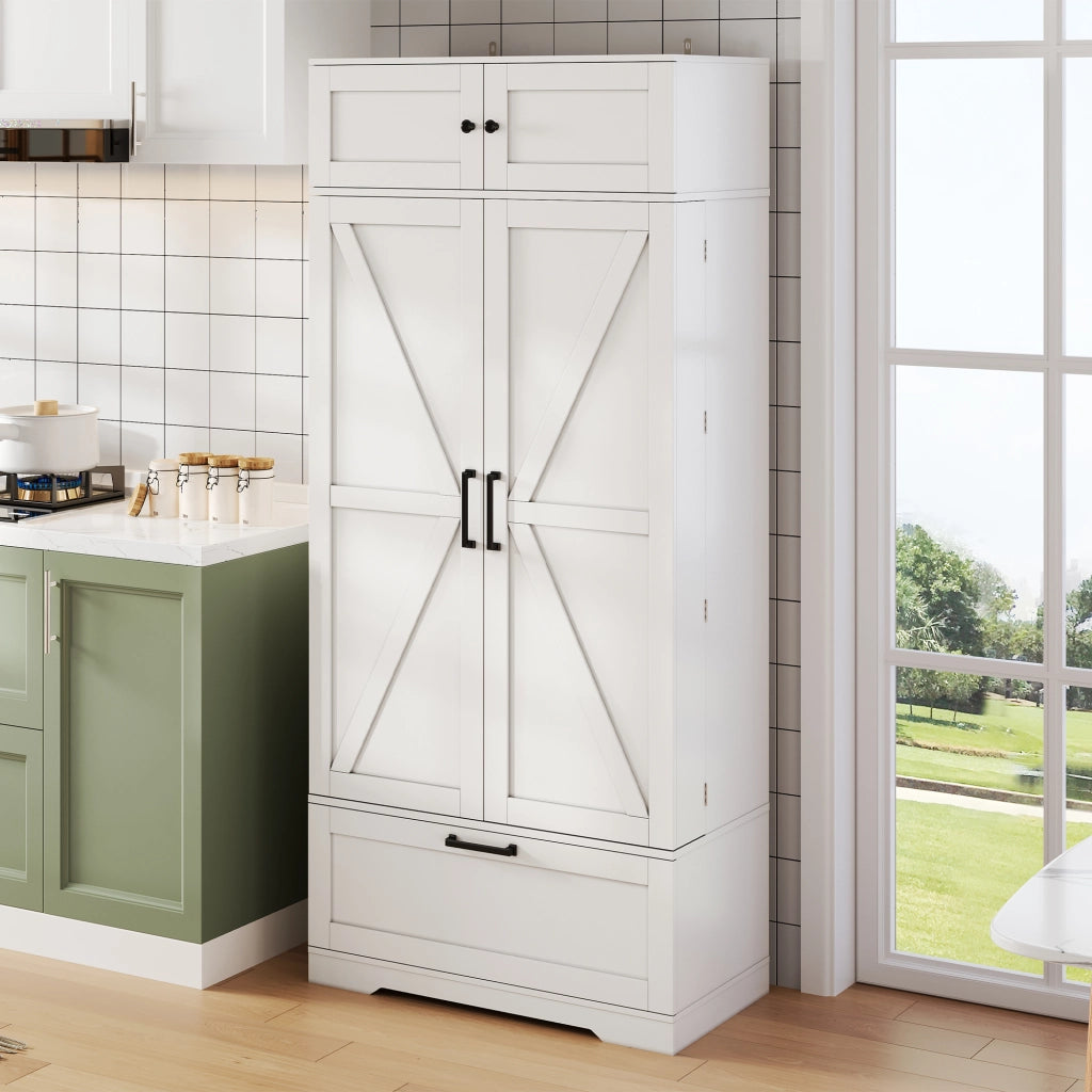 Armadio da cucina grande - Zephmum - 80¡Á40¡Á180cm - Stile industriale con ripiani regolabili, cassetti e porta vino