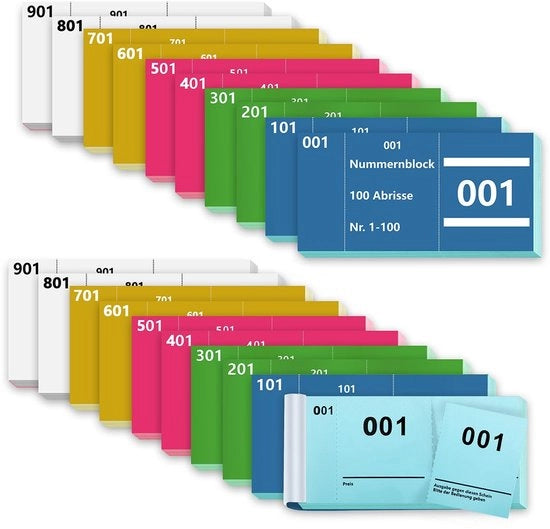 20 Libri con numeri doppi 5x10 cm - Blocco numeri
