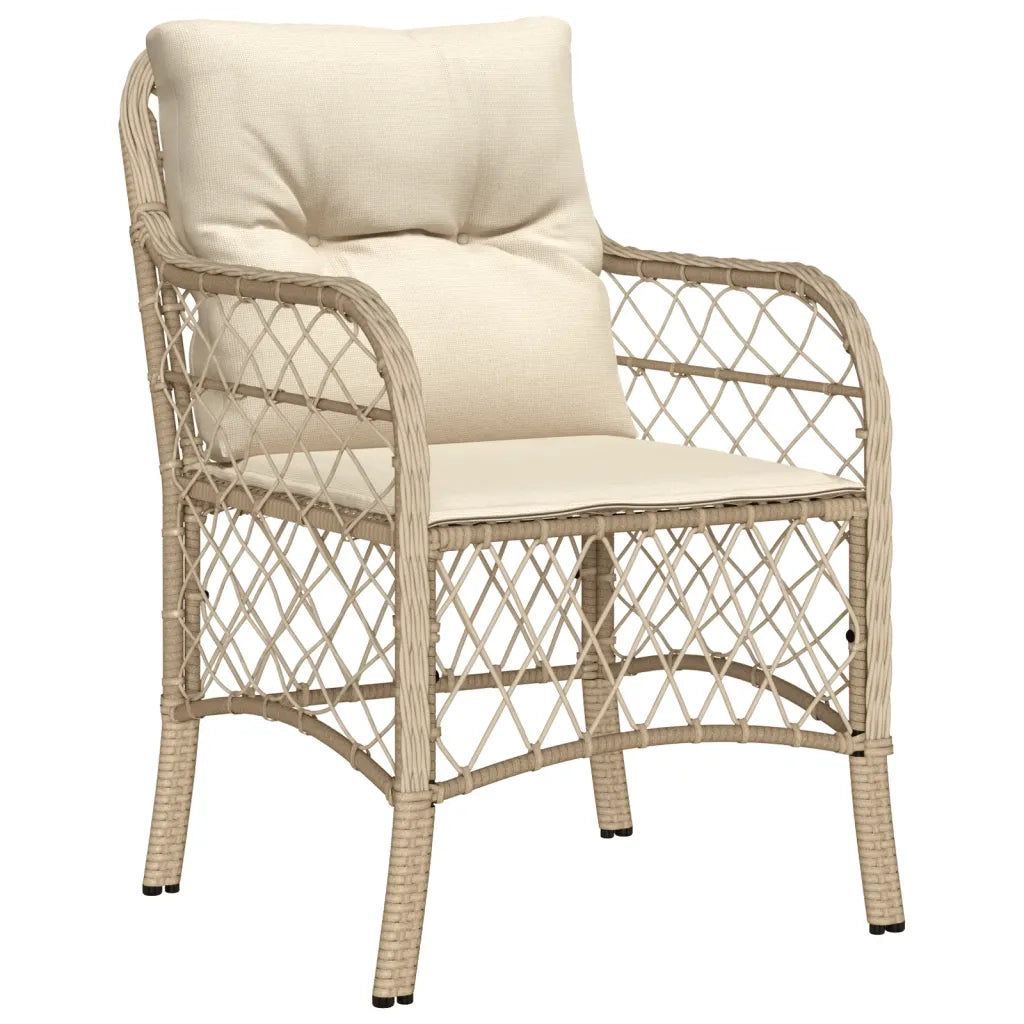 Set da Pranzo da Giardino 7 pz con Cuscini Beige in Polyrattan 3212142