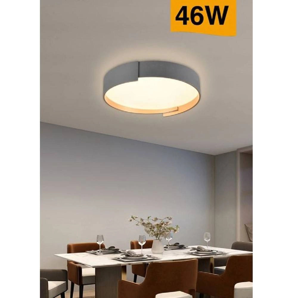 Trade Shop - Plafoniera Led Grigio 46 W Moderno Soffitto Rotonda Luce 4000k 3000k 6500k C49-g - -bianco Caldo      -