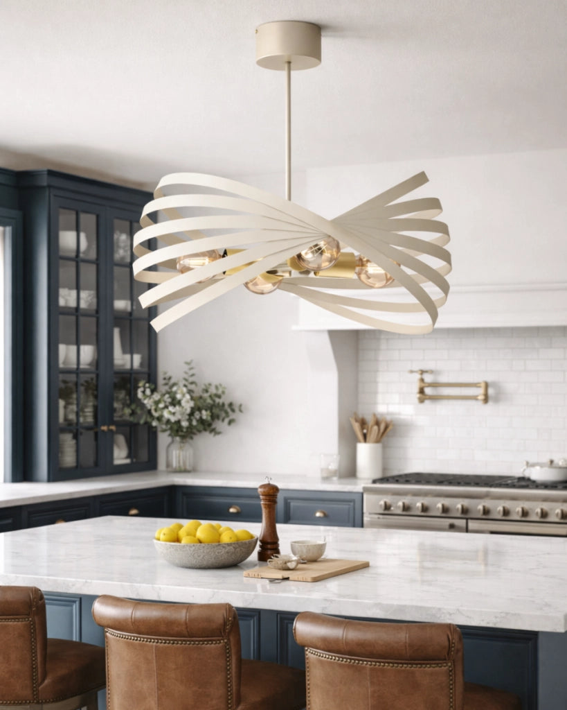 Lampada a sospensione Luminex Sparkle crema oro 4xE27