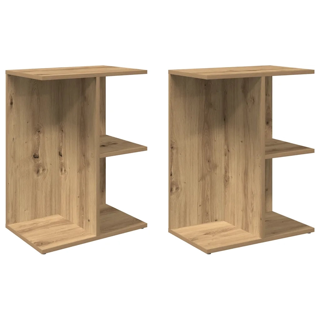 Comodini 2 pz Rovere Artigianale 46,5x29x61cm Legno Multistrato 858667