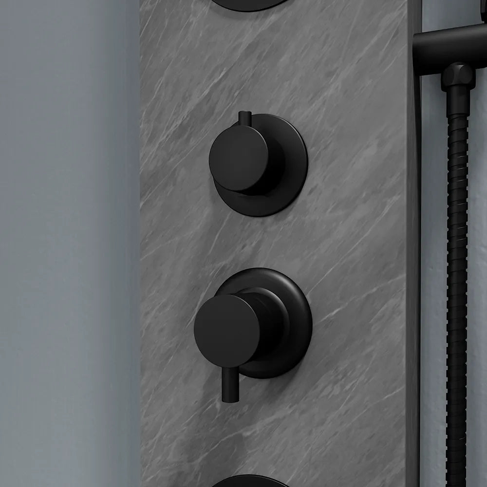 Pannello doccia 150x22cm in acciaio inox effetto cemento a 3 funzioni con doccino e flessibile | Bigar