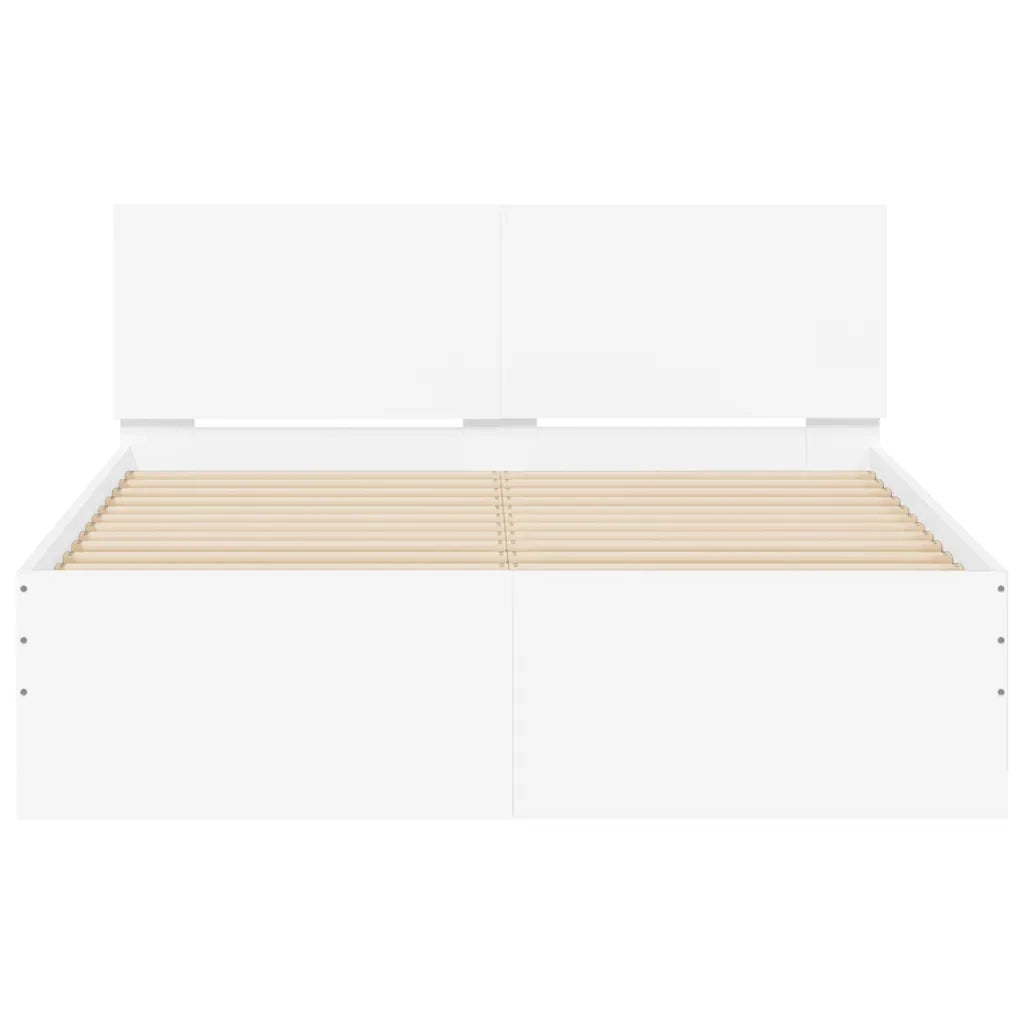 Giroletto con Testiera e LED-Struttura Letto con testiera Bianco 120x190 cm
